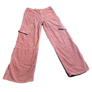 SO High Rise Cargo Wide Leg Corduroy Pants Rust Orange M Womens